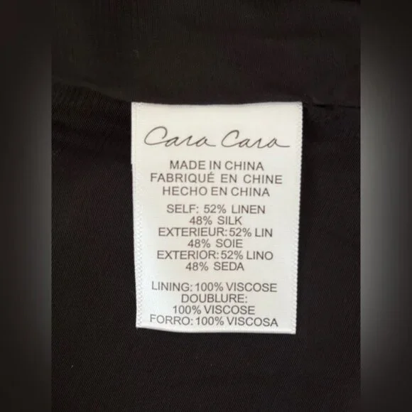 NEW Cara Cara Pheobe Midi Linen Silk Dress Stamped Dot Black US 6 UK 10 - Picture 15 of 16